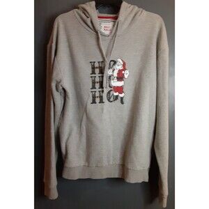 Denim & Flower Ricky Singh Holly Jolly Hoodie Large Grey "Ho Ho Ho" Santa...